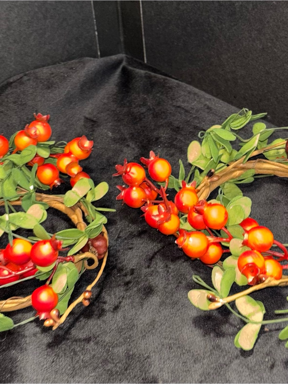Candle Rings Faux Greenery and Decorative Pomegranate Berries